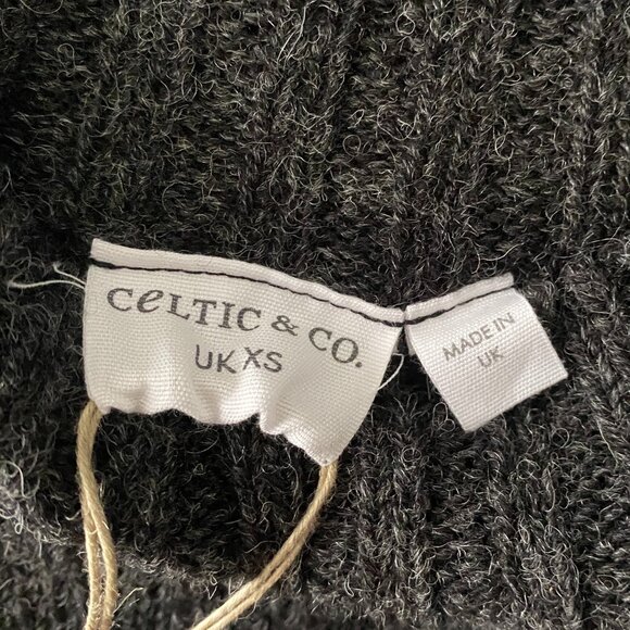 NWT Celtic & Co. Fair Isle Stripe Funnel Neck Sweater Charcoal - Picture 3 of 16
